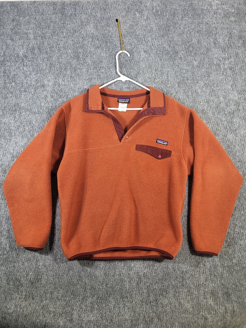 Patagonia Men's Synchilla Snap-T Fleece Pullover Burnt Orange Jacket Size S 90s